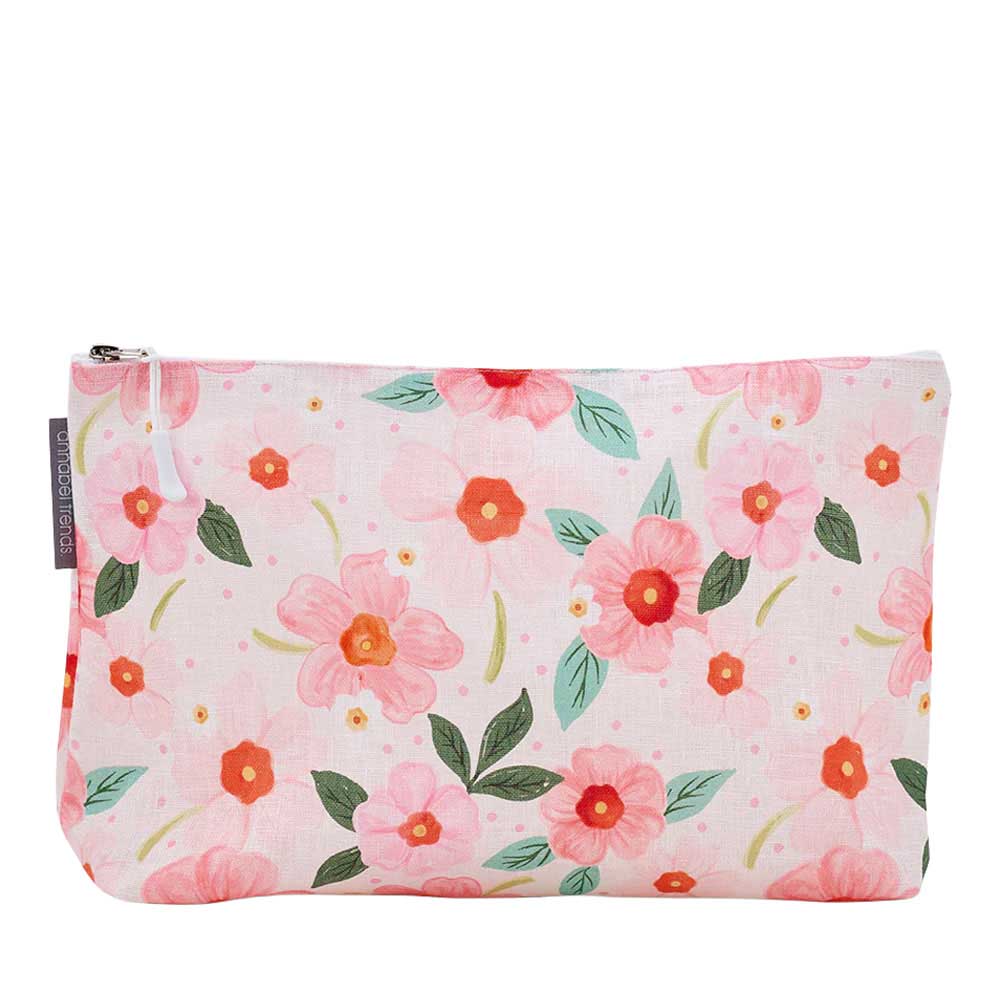 Annabel Trends Linen Cosmetics Bag Small - Meadow Blush